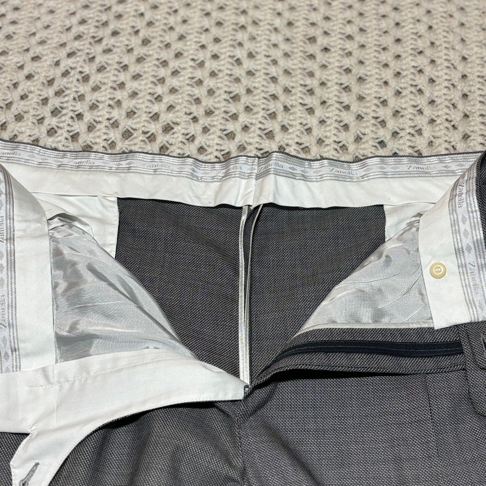 Zanella Nordstrom Gray Microdots Wool Dress Pants Slacks 48x32 Trousers‎ Italy - Picture 7 of 11